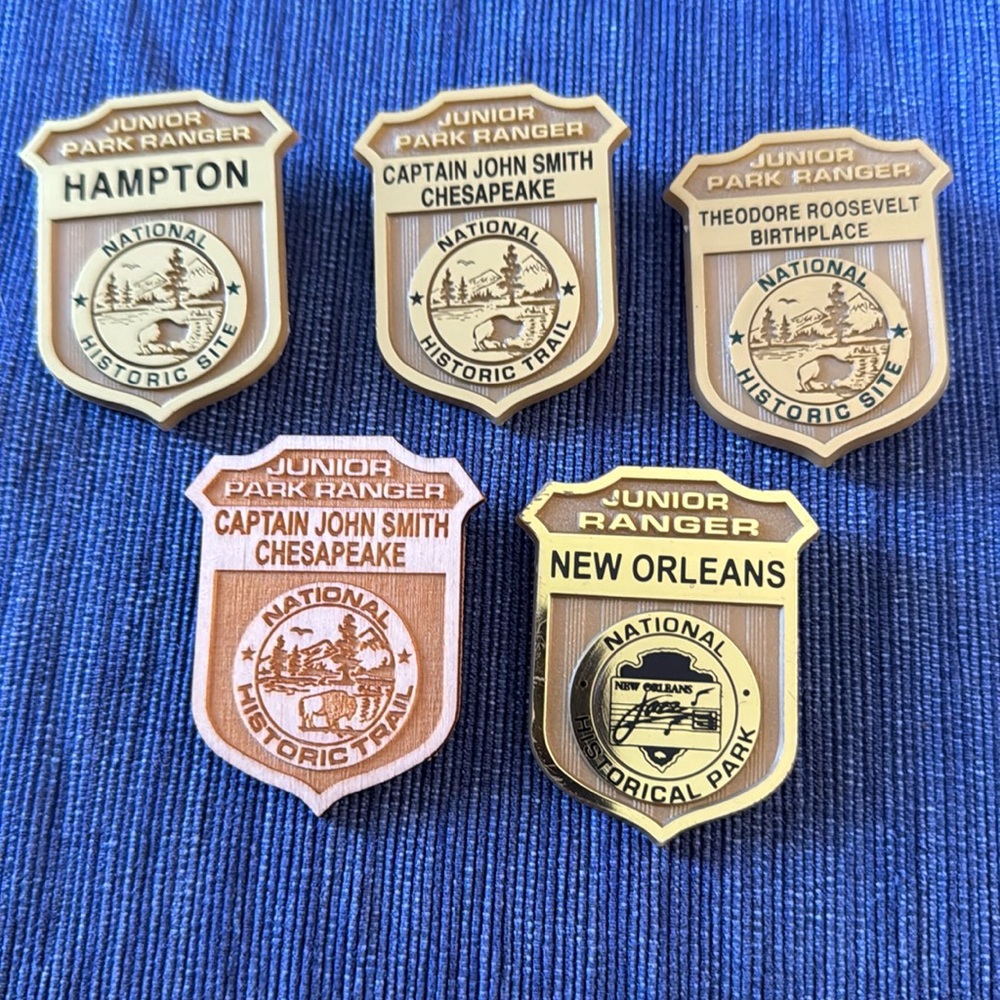Set of 5 Eastern US National Park Junior Ranger Badges